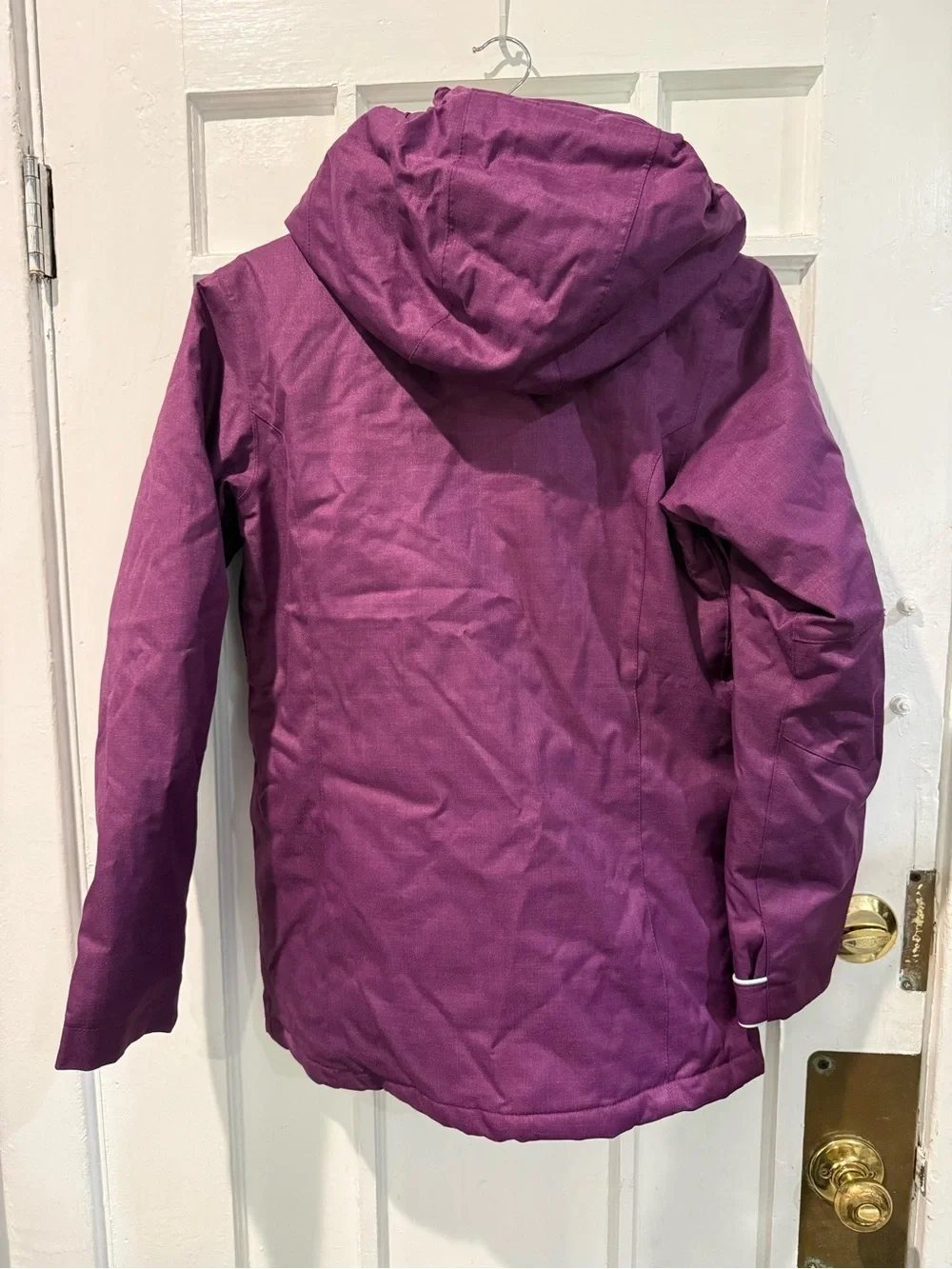 DC Girls' Purple Hooded Raincoat with Mint Lining